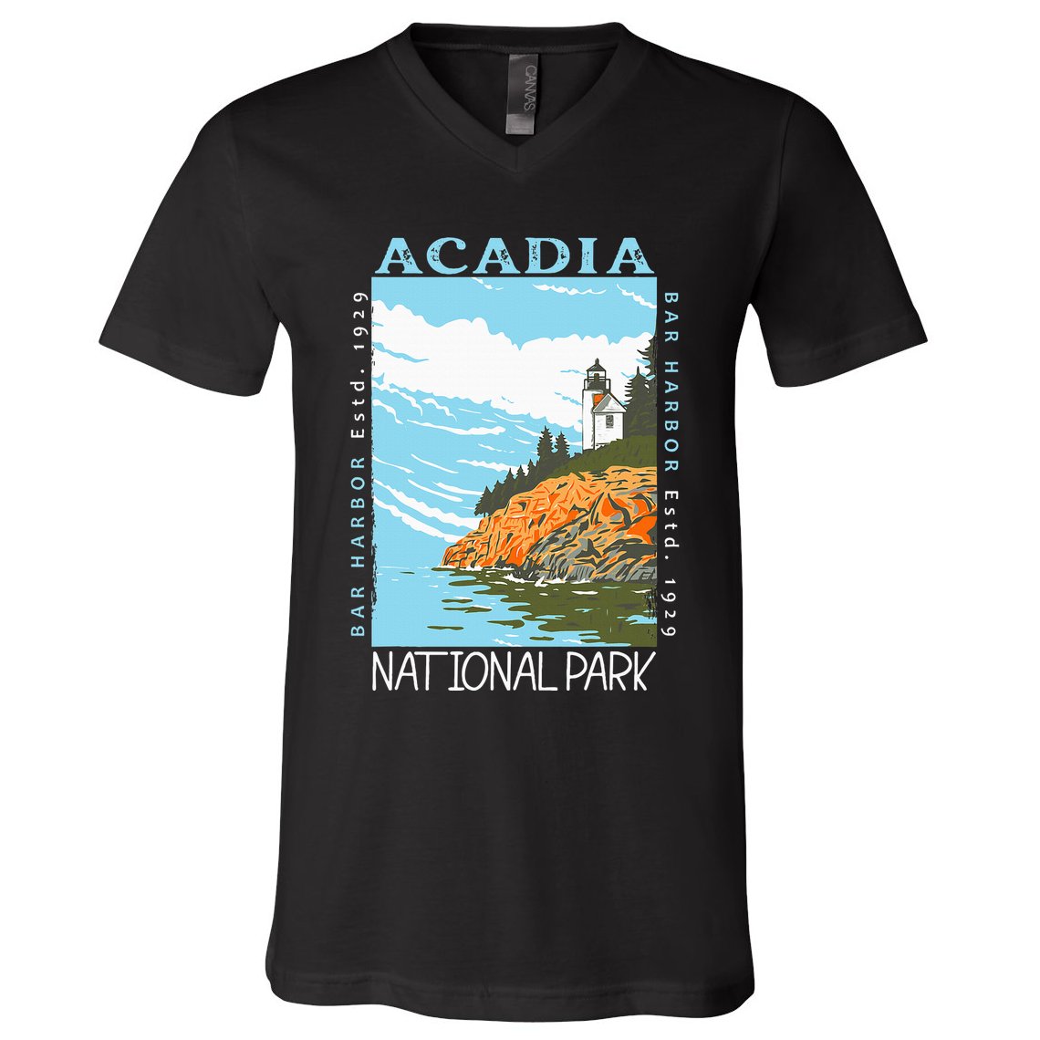 Acadia National Park Bar Harbor Maine Vintage V-Neck T-Shirt