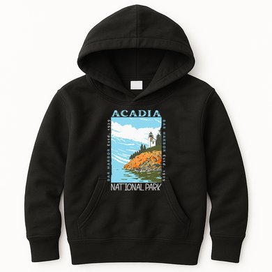 Acadia National Park Bar Harbor Maine Vintage Kids Hoodie
