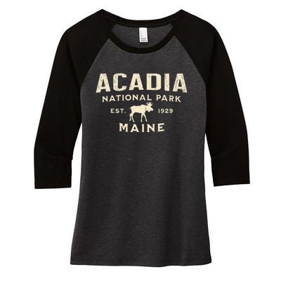 Acadia National Park Women's Tri-Blend 3/4-Sleeve Raglan Shirt