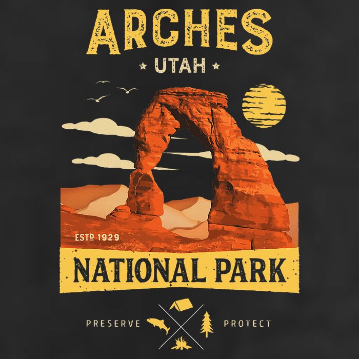 Arches National Park Delicate Arch 7 Panel Mesh Trucker Snapback Hat