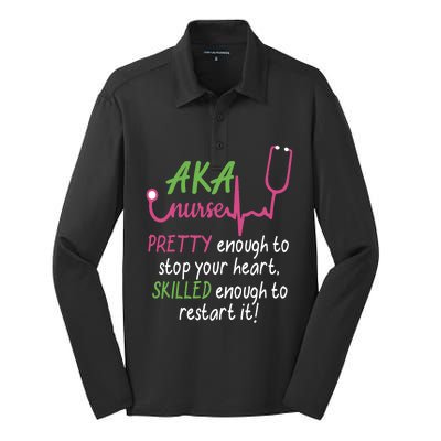 Aka Nurse Pretty To Stop Your Heart Nurse Week Gift Silk Touch Performance Long Sleeve Polo