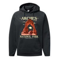 Arches National Park Retro Hiking & Camping Lover Performance Fleece Hoodie