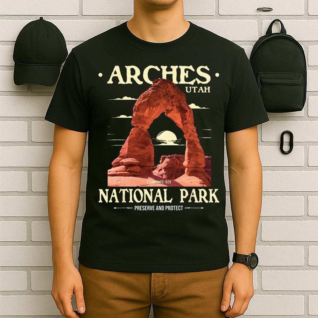 Arches National Park Retro Hiking & Camping Lover T-Shirt