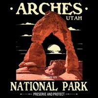 Arches National Park Retro Hiking & Camping Lover Flat Bill Trucker Hat