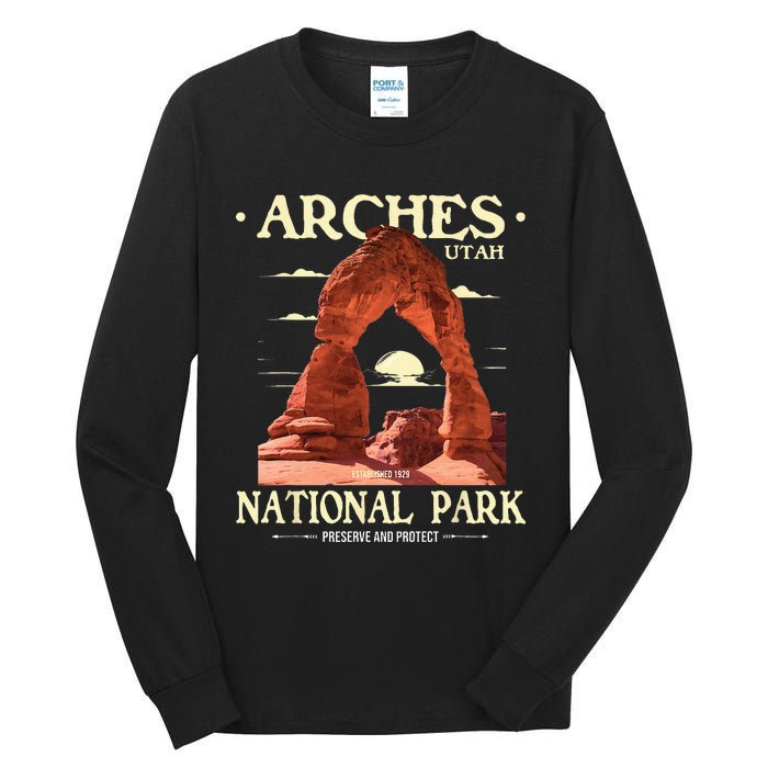 Arches National Park Retro Hiking & Camping Lover Tall Long Sleeve T-Shirt