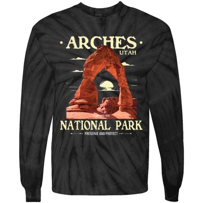 Arches National Park Retro Hiking & Camping Lover Tie-Dye Long Sleeve Shirt