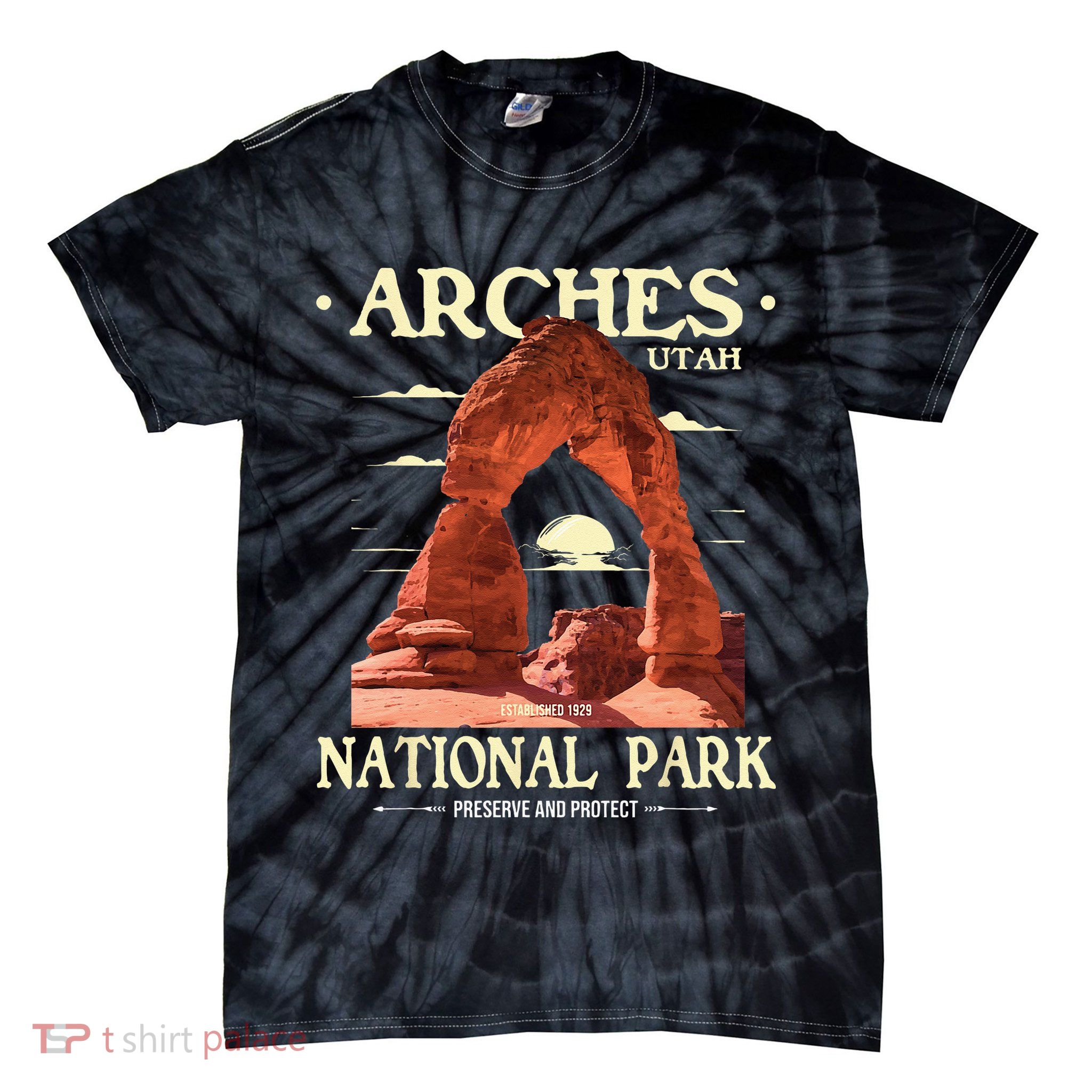 Arches National Park Retro Hiking & Camping Lover Tie-Dye T-Shirt