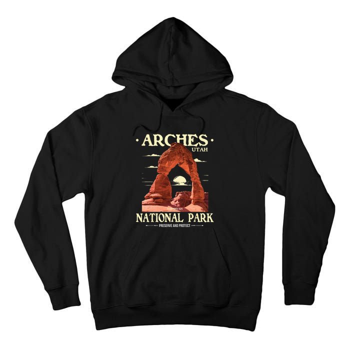 Arches National Park Retro Hiking & Camping Lover Tall Hoodie