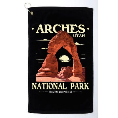 Arches National Park Retro Hiking & Camping Lover Golf Towel
