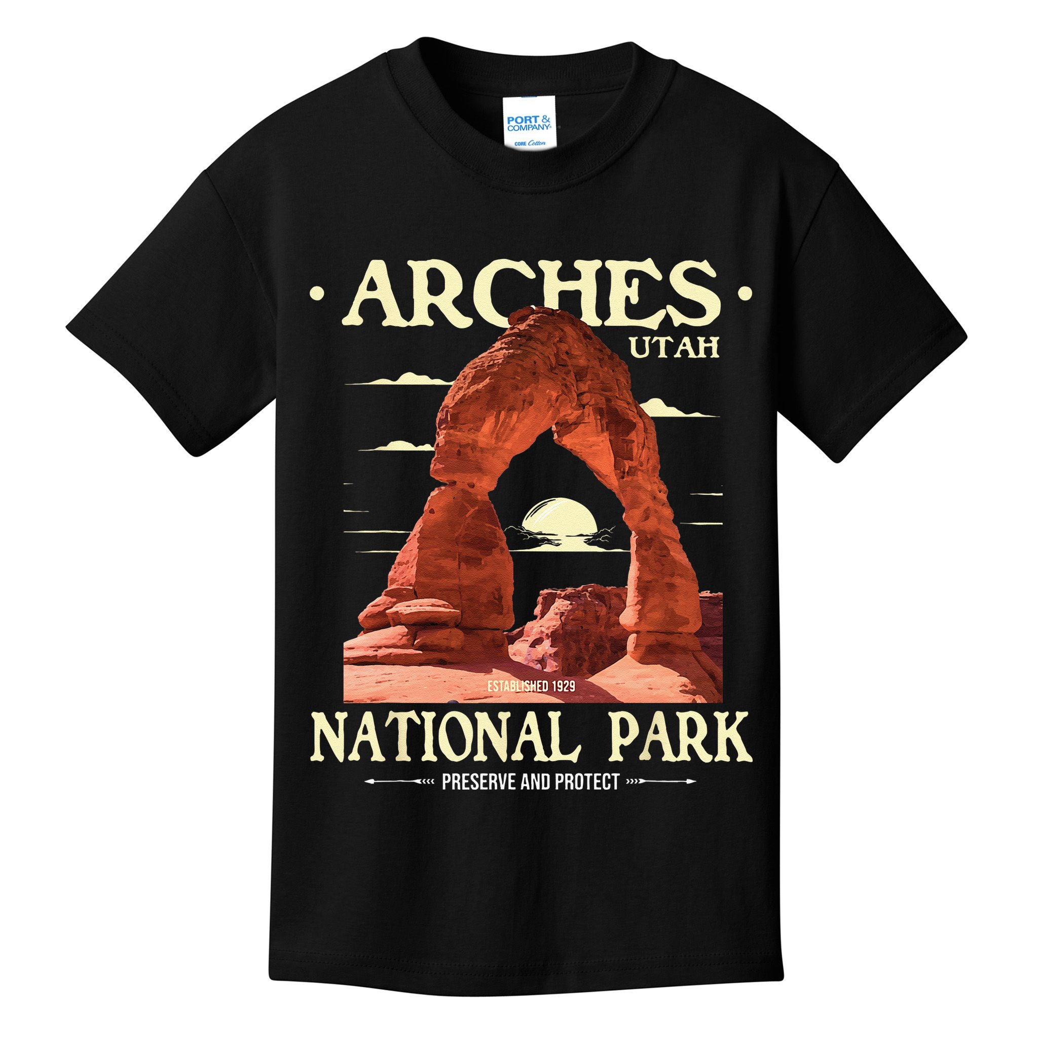 Arches National Park Retro Hiking & Camping Lover Kids T-Shirt