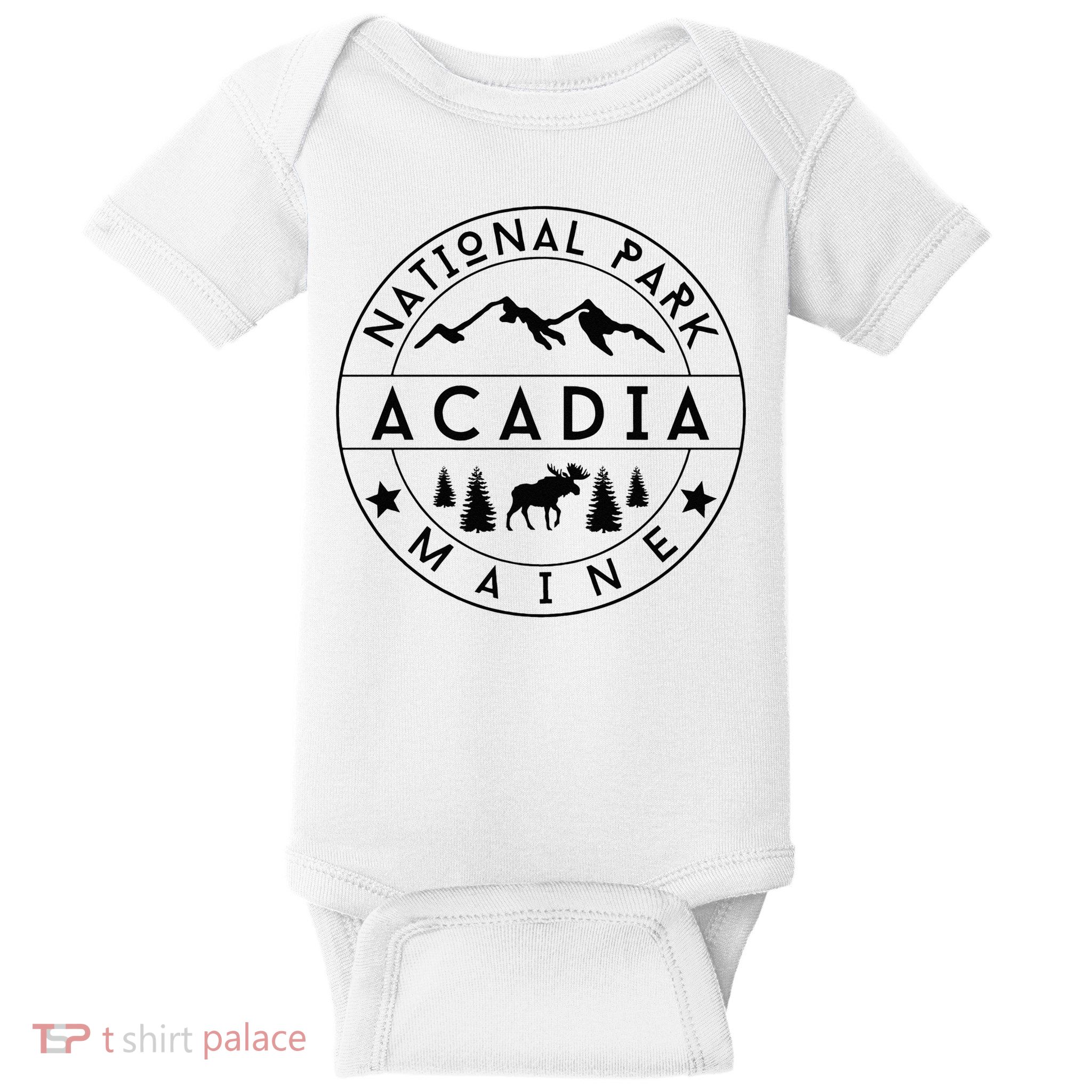 Acadia National Park Maine Moose Nature Hiking Outdoors Baby Bodysuit