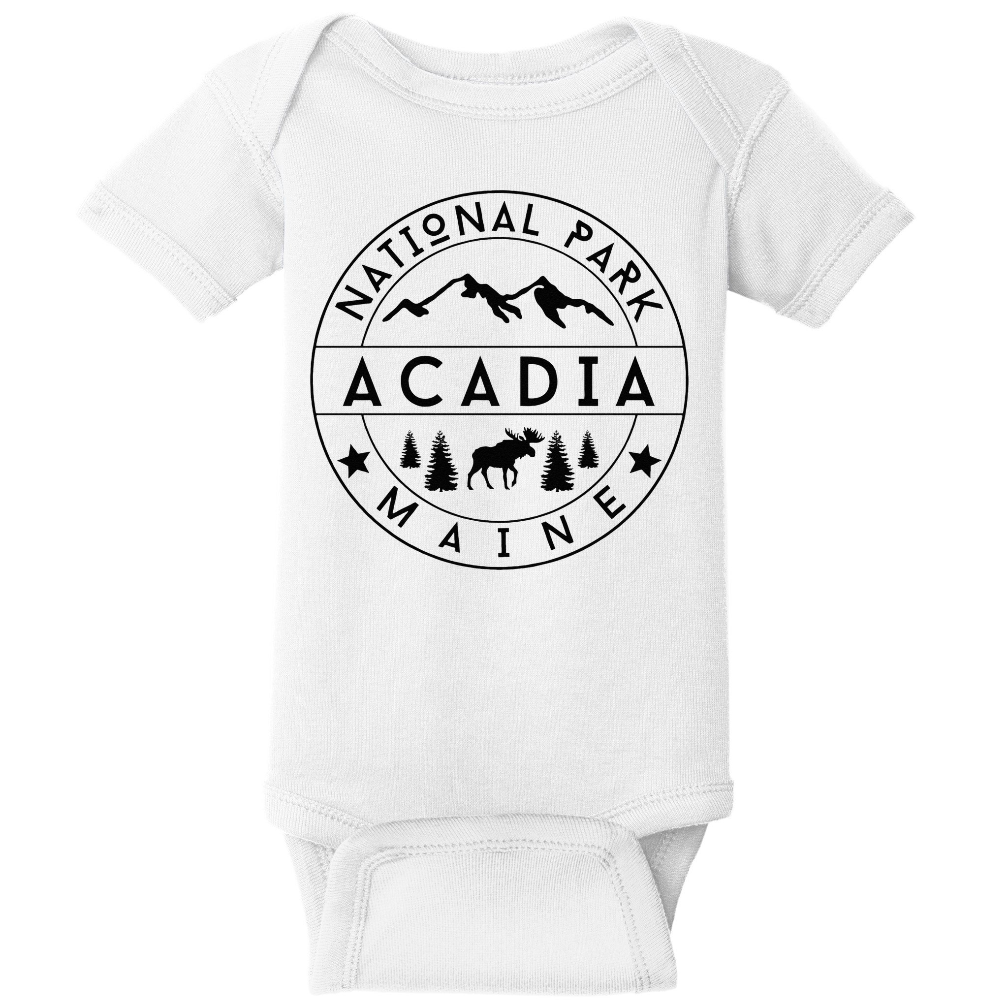 Acadia National Park Maine Moose Nature Hiking Outdoors Baby Bodysuit