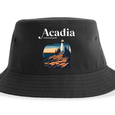 Acadia National Park Maine Retro Style Sustainable Bucket Hat