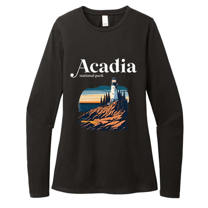 Acadia National Park Maine Retro Style Womens CVC Long Sleeve Shirt