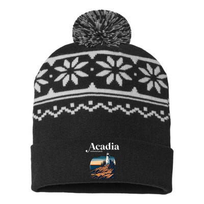 Acadia National Park Maine Retro Style USA-Made Snowflake Beanie