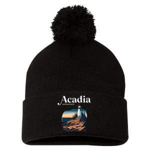 Acadia National Park Maine Retro Style Pom Pom 12in Knit Beanie