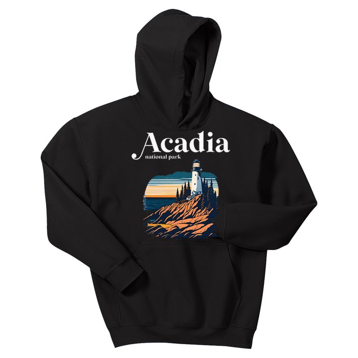 Acadia National Park Maine Retro Style Kids Hoodie