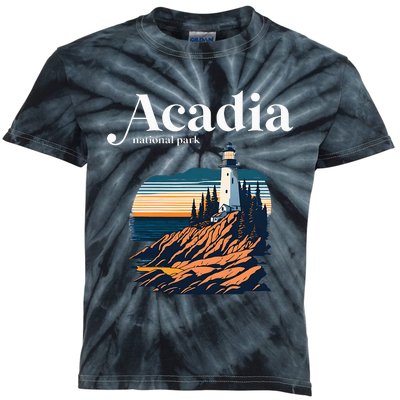 Acadia National Park Maine Retro Style Kids Tie-Dye T-Shirt