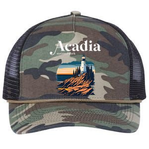 Acadia National Park Maine Retro Style Retro Rope Trucker Hat Cap