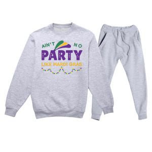 Ain't No Party Like Mardi Gras Beads Celebration Premium Crewneck Sweatsuit Set