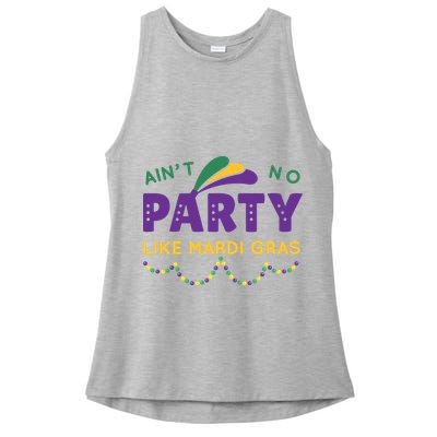 Ain't No Party Like Mardi Gras Beads Celebration Ladies PosiCharge Tri-Blend Wicking Tank