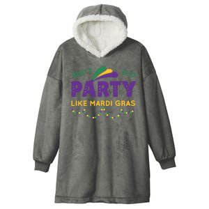 Ain't No Party Like Mardi Gras Beads Celebration Hooded Wearable Blanket