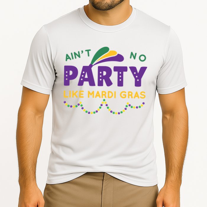 Ain't No Party Like Mardi Gras Beads Celebration Cooling Performance Crew T-Shirt