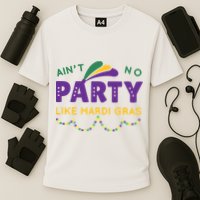 Ain't No Party Like Mardi Gras Beads Celebration Cooling Performance Crew T-Shirt