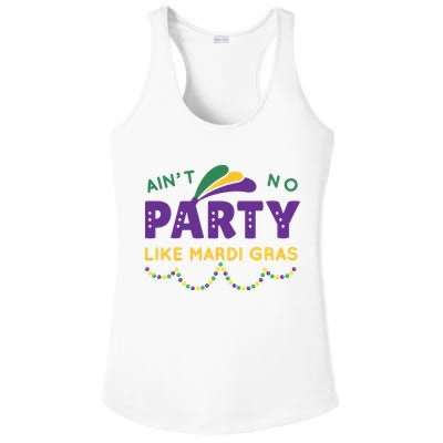 Ain't No Party Like Mardi Gras Beads Celebration Ladies PosiCharge Competitor Racerback Tank