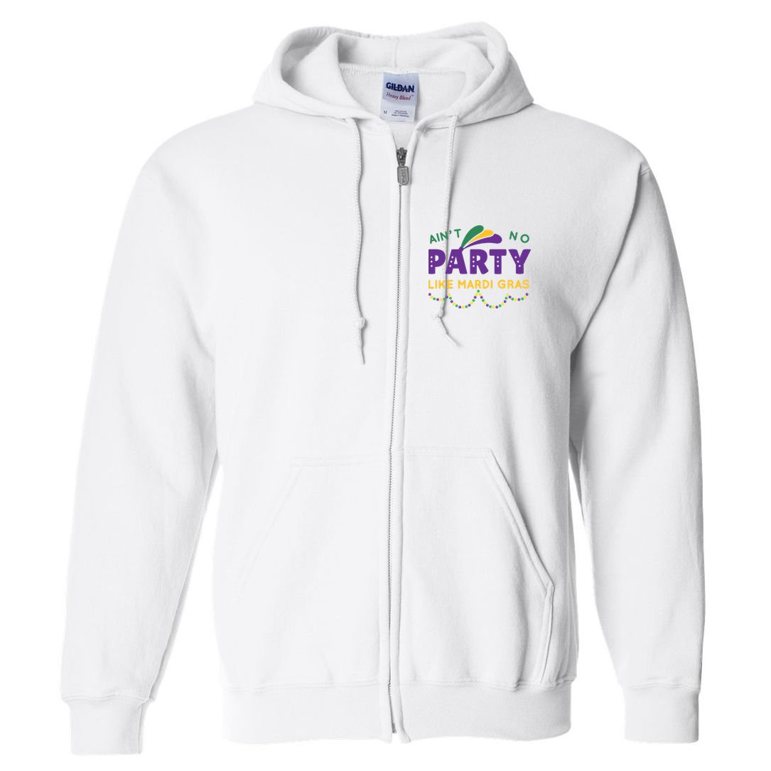 Ain't No Party Like Mardi Gras Beads Celebration Full Zip Hoodie
