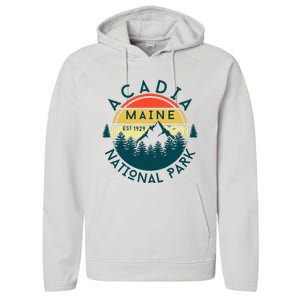 Acadia National Park Maine Mountains Nature Hiking Retro Performance Fleece Hoodie