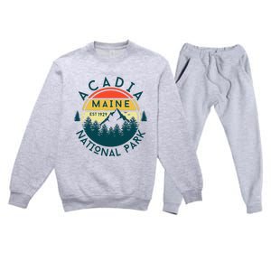 Acadia National Park Maine Mountains Nature Hiking Retro Premium Crewneck Sweatsuit Set