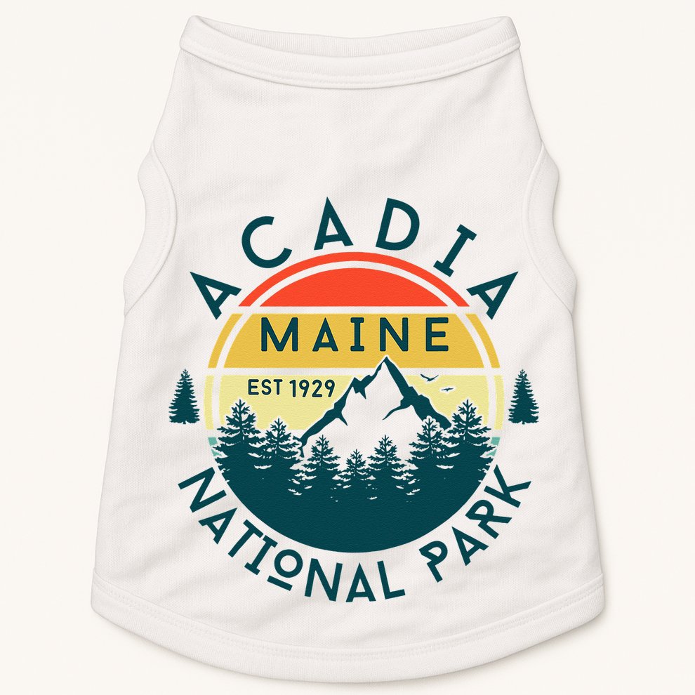 Acadia National Park Maine Mountains Nature Hiking Retro Doggie Tank