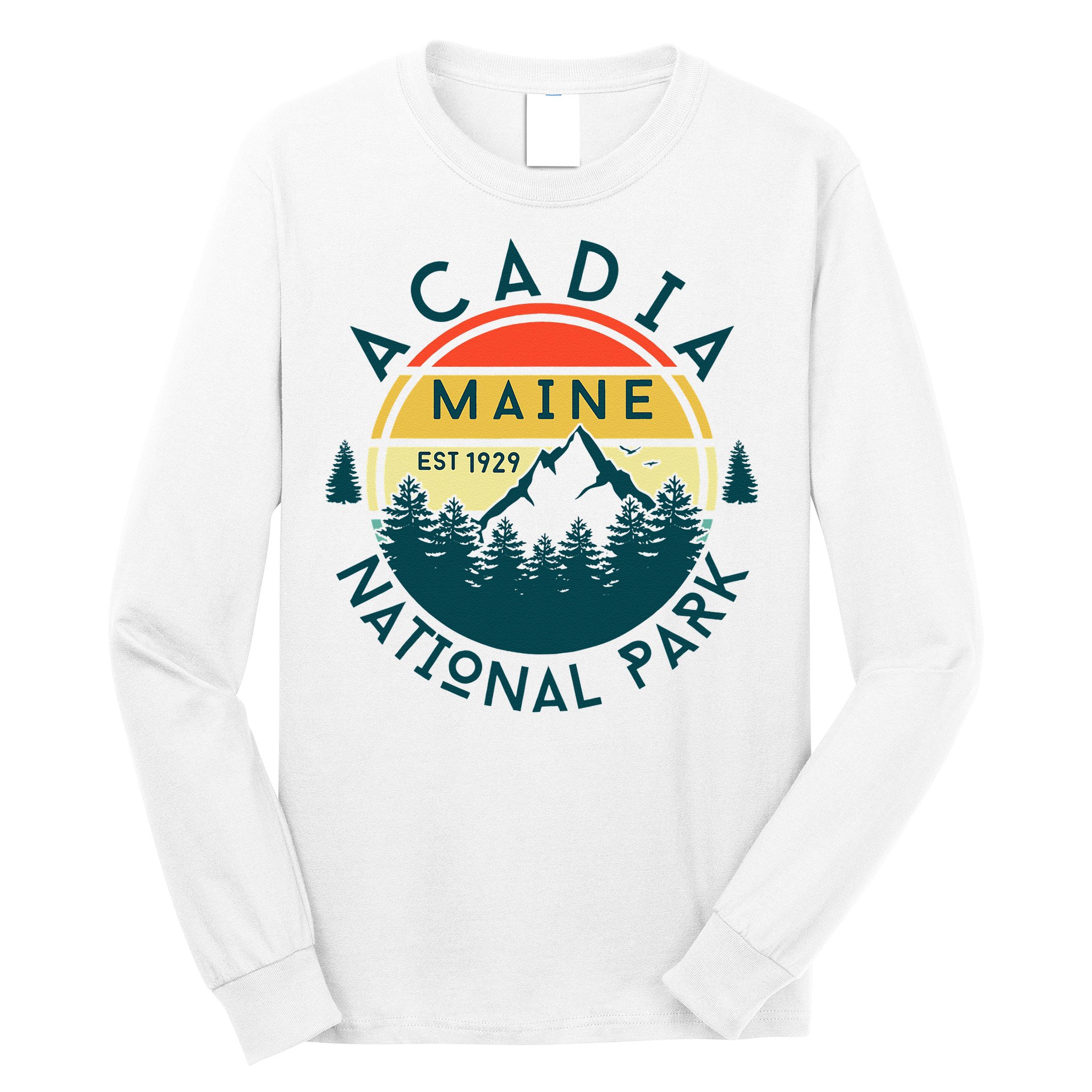 Acadia National Park Maine Mountains Nature Hiking Retro Long Sleeve Shirt