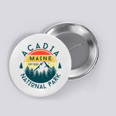Acadia National Park Maine Mountains Nature Hiking Retro Button