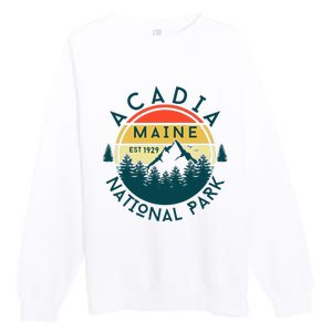 Acadia National Park Maine Mountains Nature Hiking Retro Premium Crewneck Sweatshirt