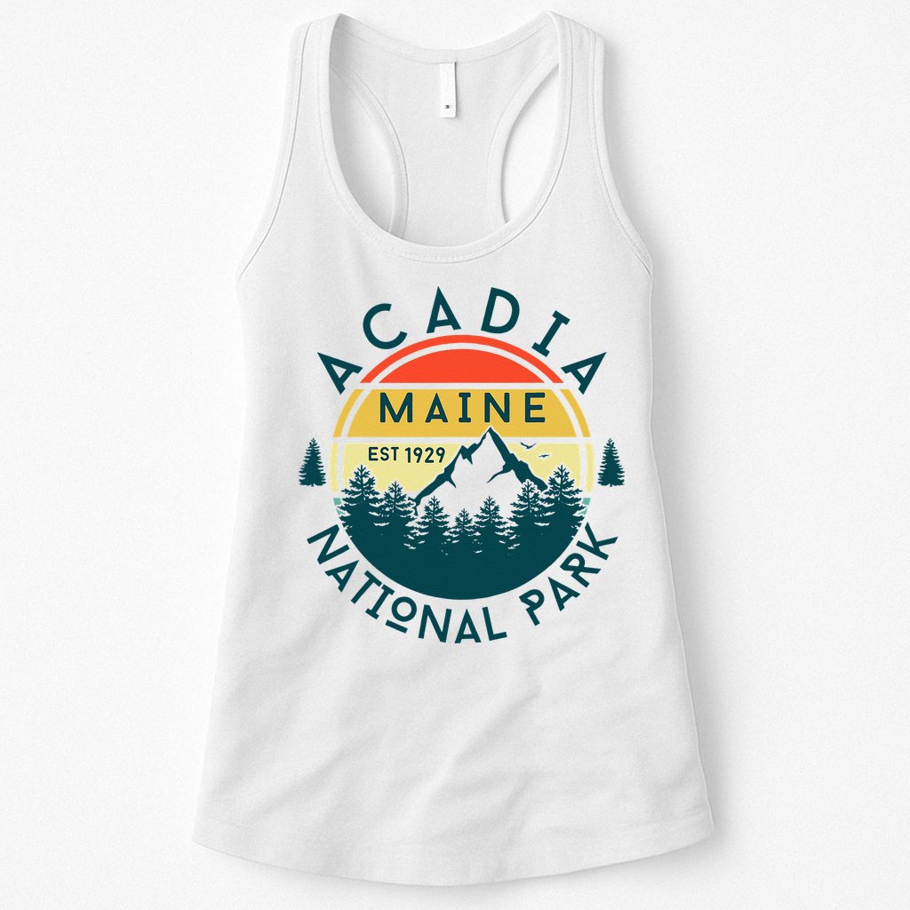 Acadia National Park Maine Mountains Nature Hiking Retro Womens Tank Top