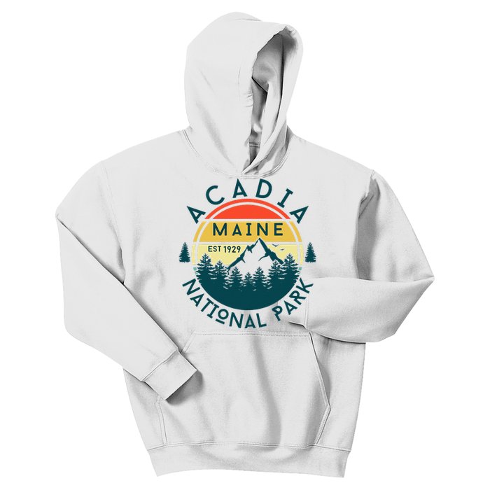 Acadia National Park Maine Mountains Nature Hiking Retro Kids Hoodie