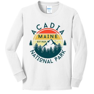 Acadia National Park Maine Mountains Nature Hiking Retro Kids Long Sleeve Shirt