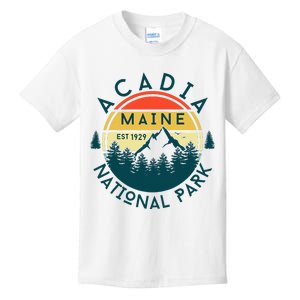 Acadia National Park Maine Mountains Nature Hiking Retro Kids T-Shirt