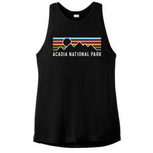 Acadia National Park Retro Mountain Lines Camping Souvenir Ladies PosiCharge Tri-Blend Wicking Tank