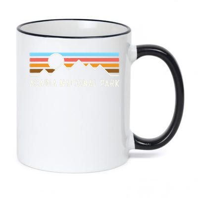 Acadia National Park Retro Mountain Lines Camping Souvenir 11oz Black Color Changing Mug