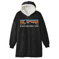 Acadia National Park Retro Mountain Lines Camping Souvenir Hooded Wearable Blanket