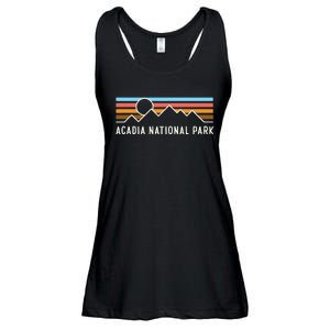 Acadia National Park Retro Mountain Lines Camping Souvenir Ladies Essential Flowy Tank