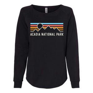 Acadia National Park Retro Mountain Lines Camping Souvenir Womens California Wash Sweatshirt