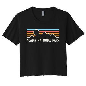 Acadia National Park Retro Mountain Lines Camping Souvenir Women's Crop Top Tee