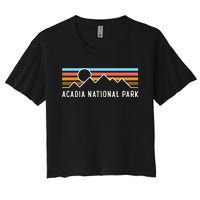 Acadia National Park Retro Mountain Lines Camping Souvenir Women's Crop Top Tee