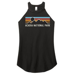 Acadia National Park Retro Mountain Lines Camping Souvenir Women's Perfect Tri Rocker Tank