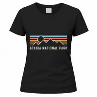 Acadia National Park Retro Mountain Lines Camping Souvenir Women's T-Shirt