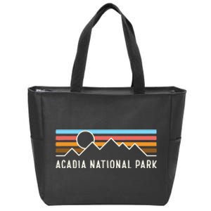 Acadia National Park Retro Mountain Lines Camping Souvenir Zip Tote Bag